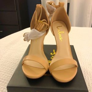 Lulus nude tassel lace up heels